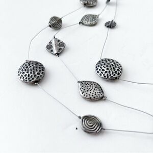 Vintage Chico’s Multi-Chain Station Necklace with Textured Hammered Charms